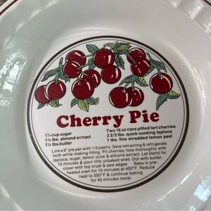 Vintage Cherry Pie Plate Red Trim